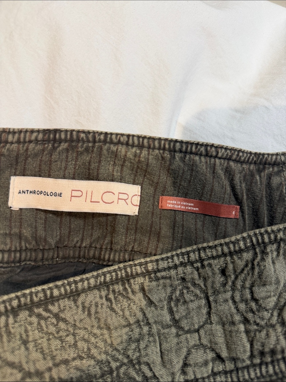 Pilcro Olive Quilted Mini Skirt with Front Pockets - Picture 6 of 6